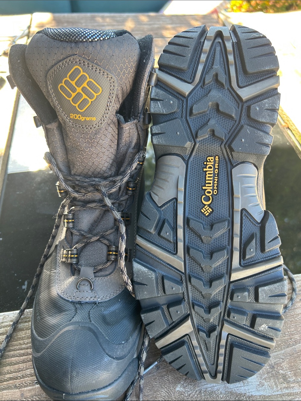 Columbia Men’s Black Boots with Yellow Logo